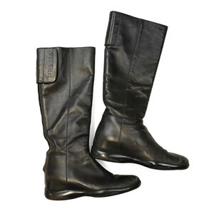 Vintage Prada black leather knee-high boots Size 37 1/2